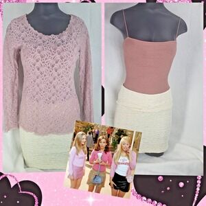 Mean Girls Y2k Pink Clothing Bundle Lot Small Medium Mini Skirt Cami Lace Ruffle